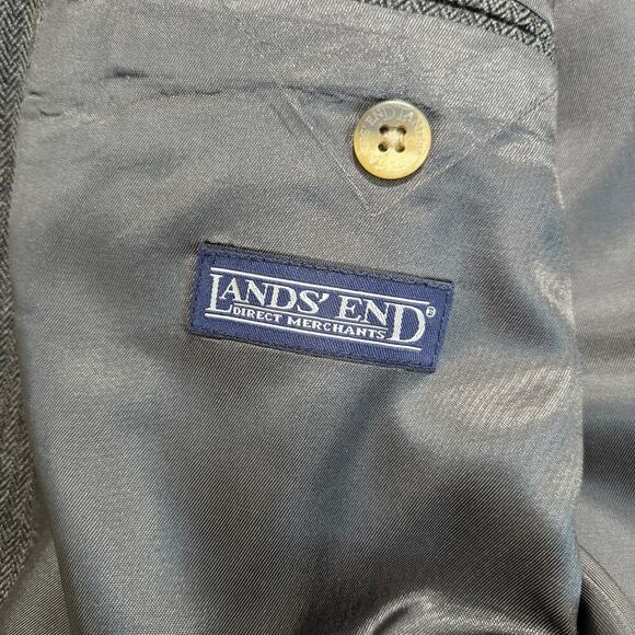 Lands End Men's 100% Lambswool Herringbone Blazer Sports Coat Sz 48L - Picture 9 of 13